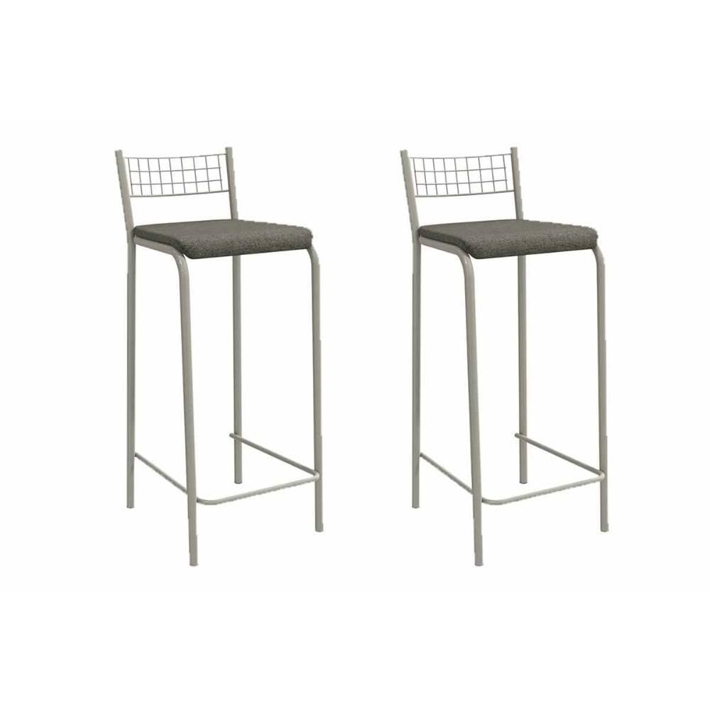 Kit 2 Banquetas Sala Jantar Gênova 2B705NK Aço 2 Un Niquel/Linho Escuro - Kappesberg