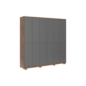 Guarda Roupa Casal 6 Portas e 3 Gavetas c/ Pés Belmont 1154 Freijo/Cinza - Carraro