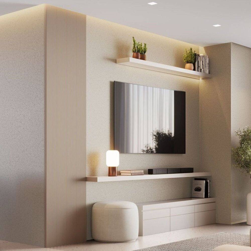 Kit 2 Placas de Painel Ripado Toronto 250cm X 58cm X 3,3mm rende 2,9m² - Ecorevest Bege
