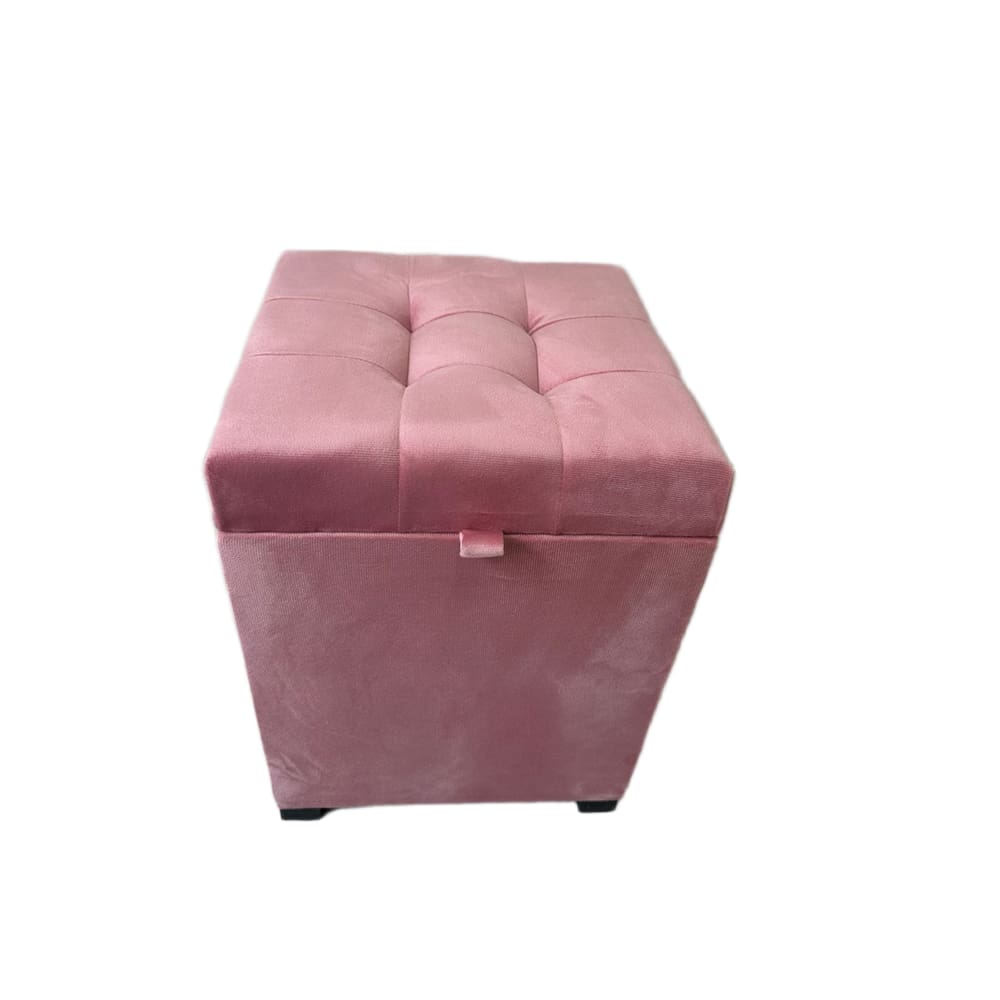 Puff Baú Siena 36x36x47 em Suede Rosa Claro – Elegância e Conforto
