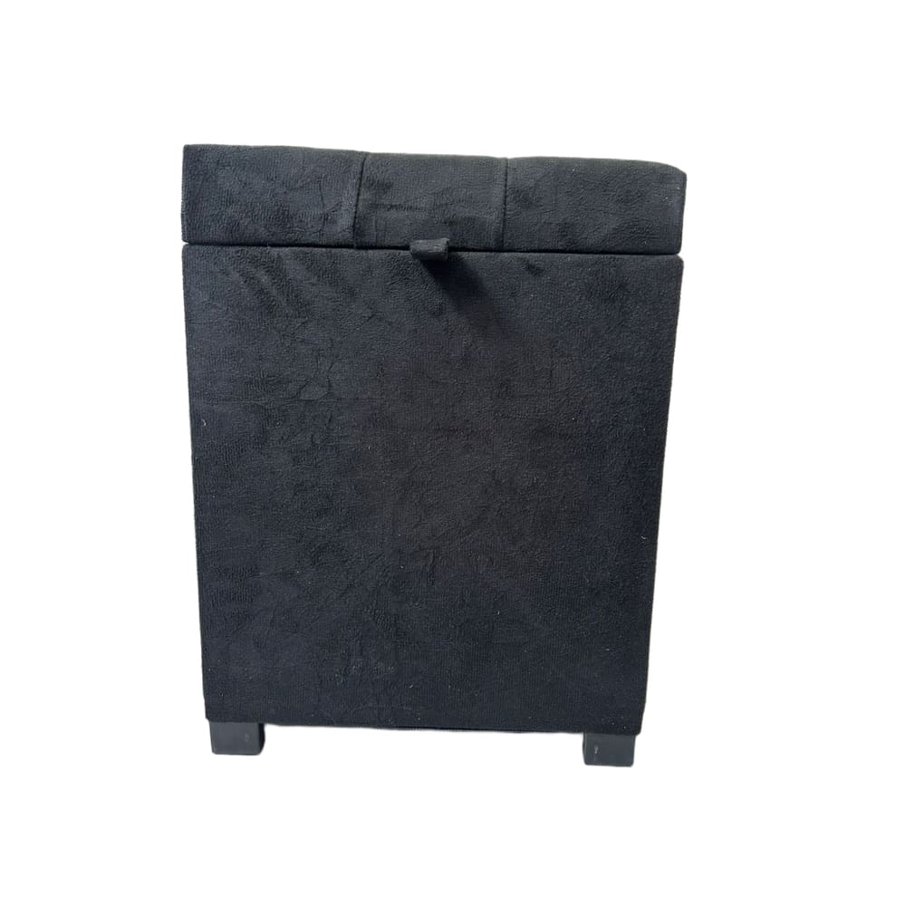 Puff Baú Siena 36x36x47 em Suede Preto – Elegância e Conforto