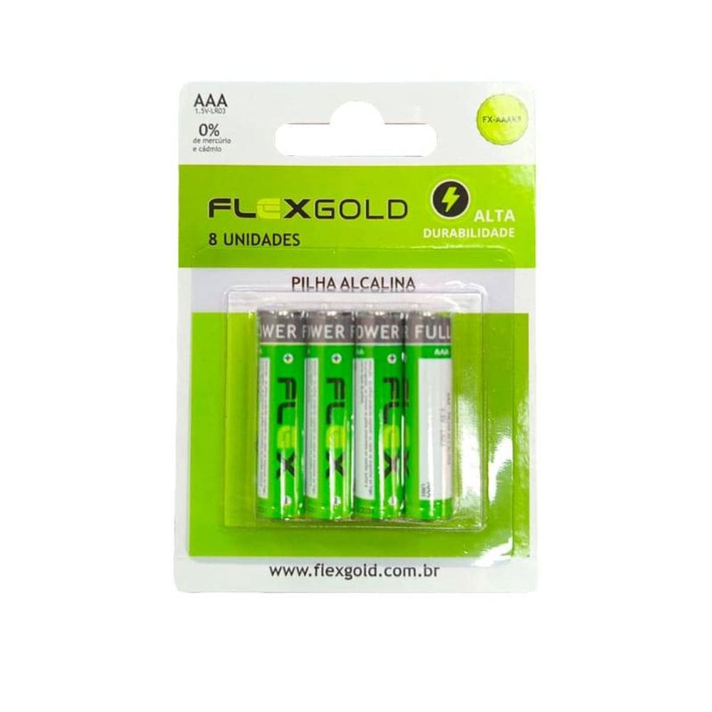 Pilha Aaa Alcalina ( Cart. C/ 8 Un ) Flex Fx-aaak8