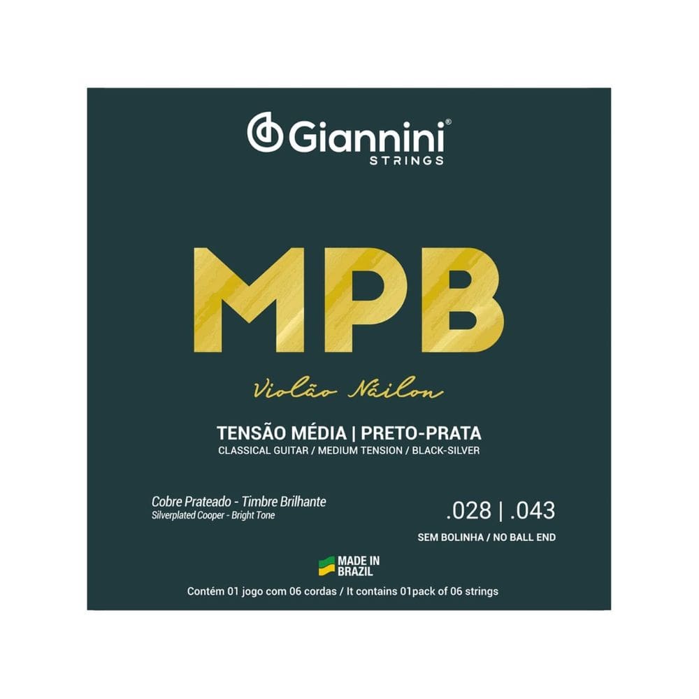 Encordoamento Giannini P/violão Nylon Preto/prata Genwbs
