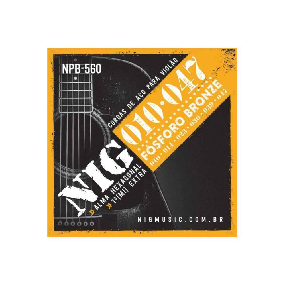 Encordoamento Violão Aço Fósforo Bronze 010"-047" Npb560 Nig
