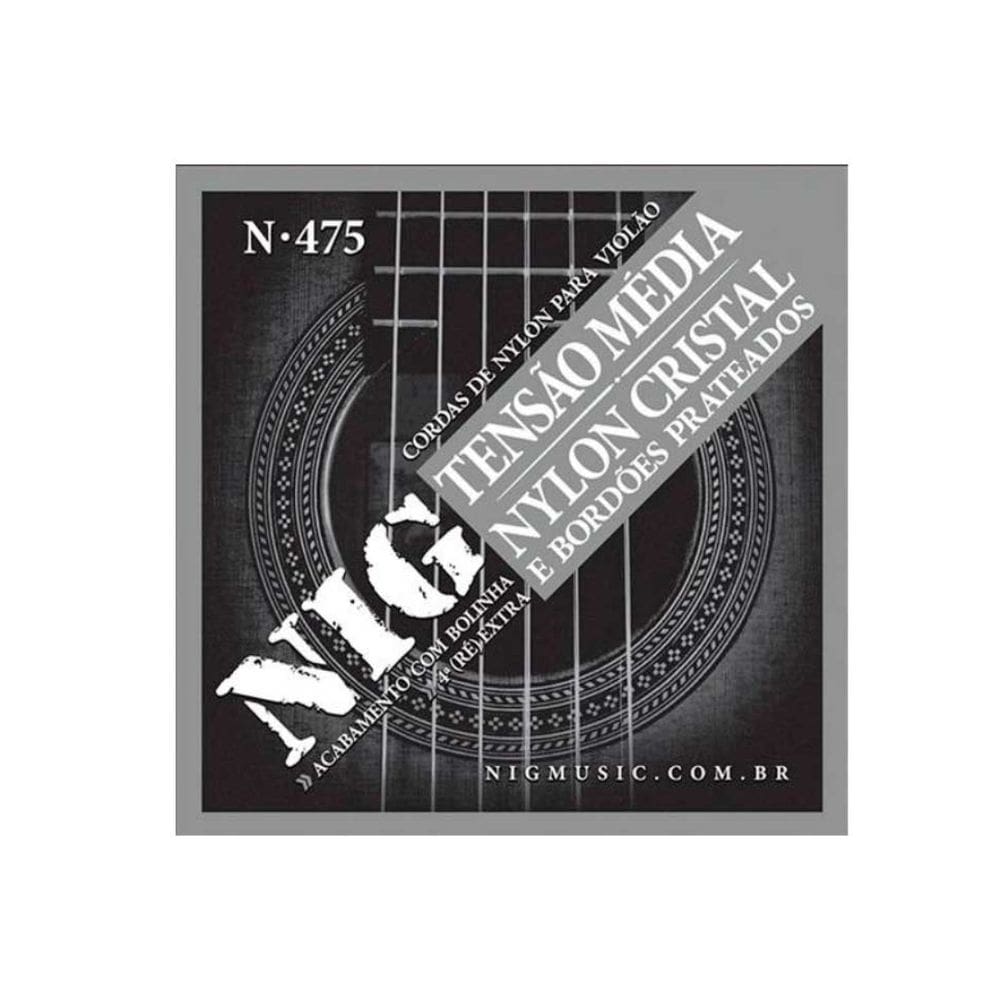 Encordoamento Violão Nylon-cristal/prateada Tensão Média 4ª Corda (ré) Extra N475 Nig