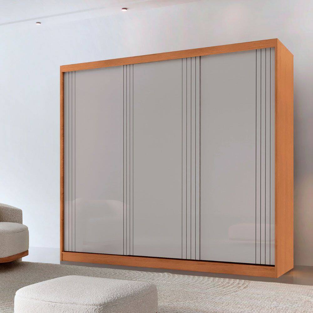 Guarda Roupa Casal Connor 100 MDF 3 Portas de Correr Moderna Mobília