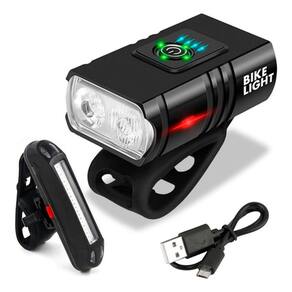 Kit Farol Bike Led Recarregável Usb Sinalizador Profissional