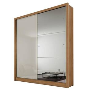 Guarda Roupa Solteiro Dante 2 Portas Cumaru 25 Fendi com Nicho e Espelho – Novo Horizonte