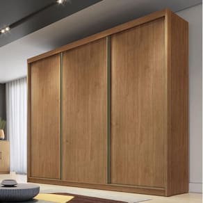 Guarda Roupa Casal Ambiente Londres 3 Portas 4 Gavetas Cumaru 23 com Nicho – Novo Horizonte