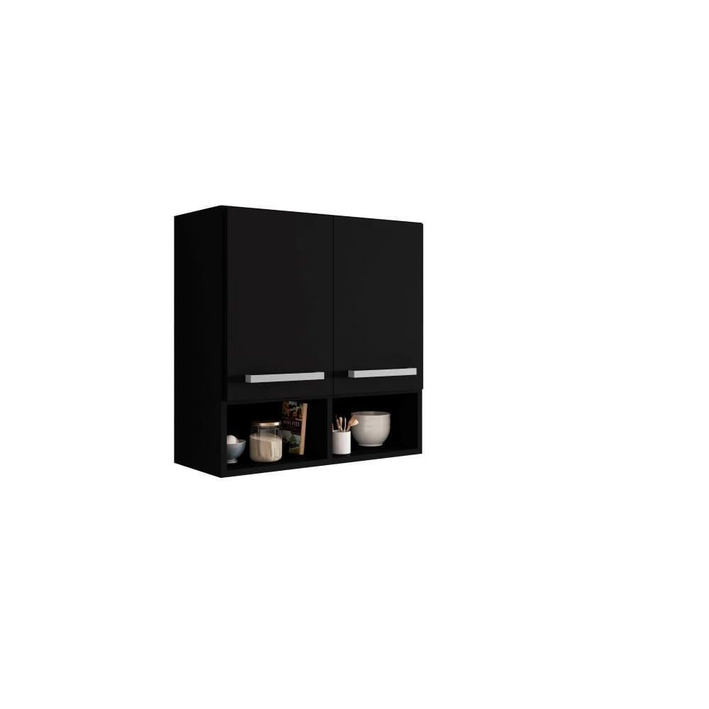 Armario Suspenso de Parede Preto Argélia Brienza Movelaria