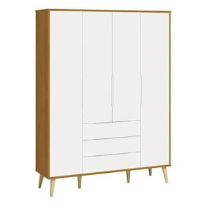 Guarda Roupa Infantil Retrô Elfe Branco Acetinado Savana Natural - Reller