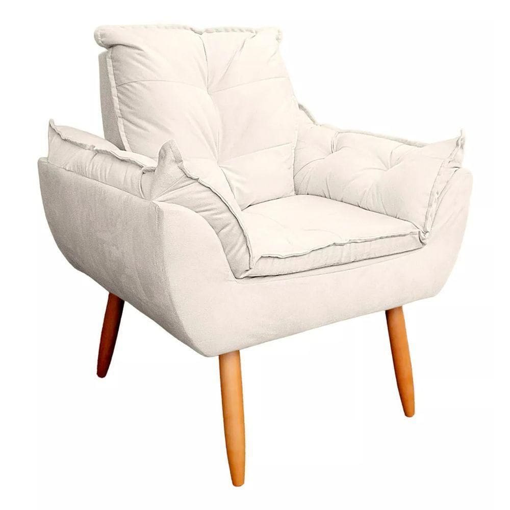 Kit 02 Poltrona Sofá Decorativa Veludo Pés Palito Luxo Reforçada Click bege