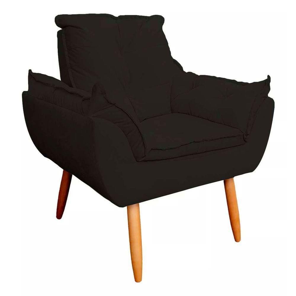 Poltrona Sofá Decorativa Veludo Pés Palito Luxo Reforçada Click preto