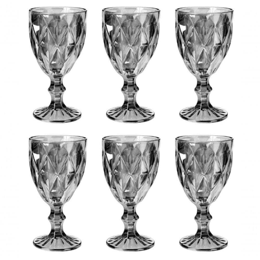 Jogo De 6 Taças Luxx Ellegance Vidro 340ml Luxx Cor Grafite