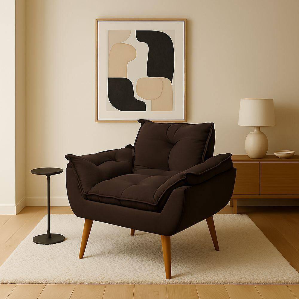 Poltrona Luxo Para Recepção Veludo Sala Espera Clínica Estética marrom