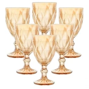 Jogo 6 Taças Luxx Ellegance 325ml Em Vidro Cristal Gold
