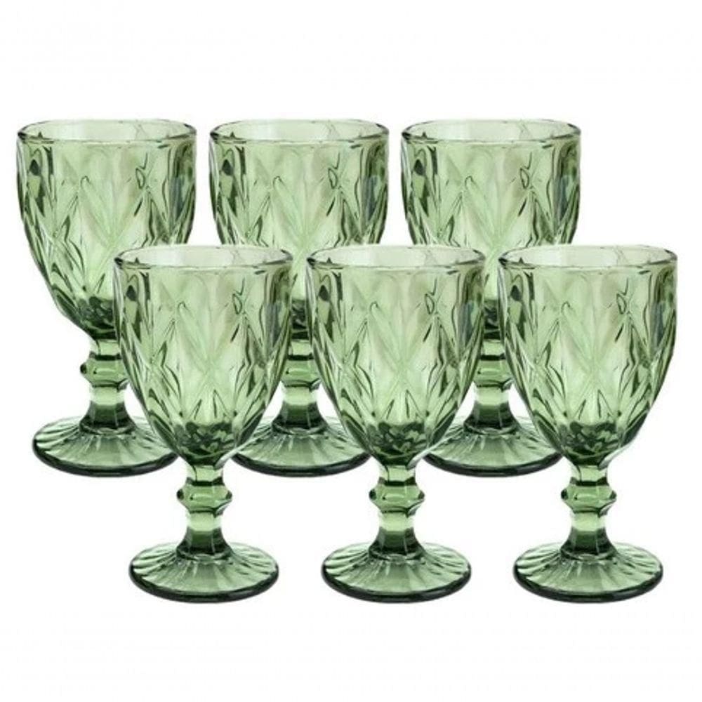 Jogo De 6 Taças 325ml Em Vidro Cristal Luxx Ellegance Green