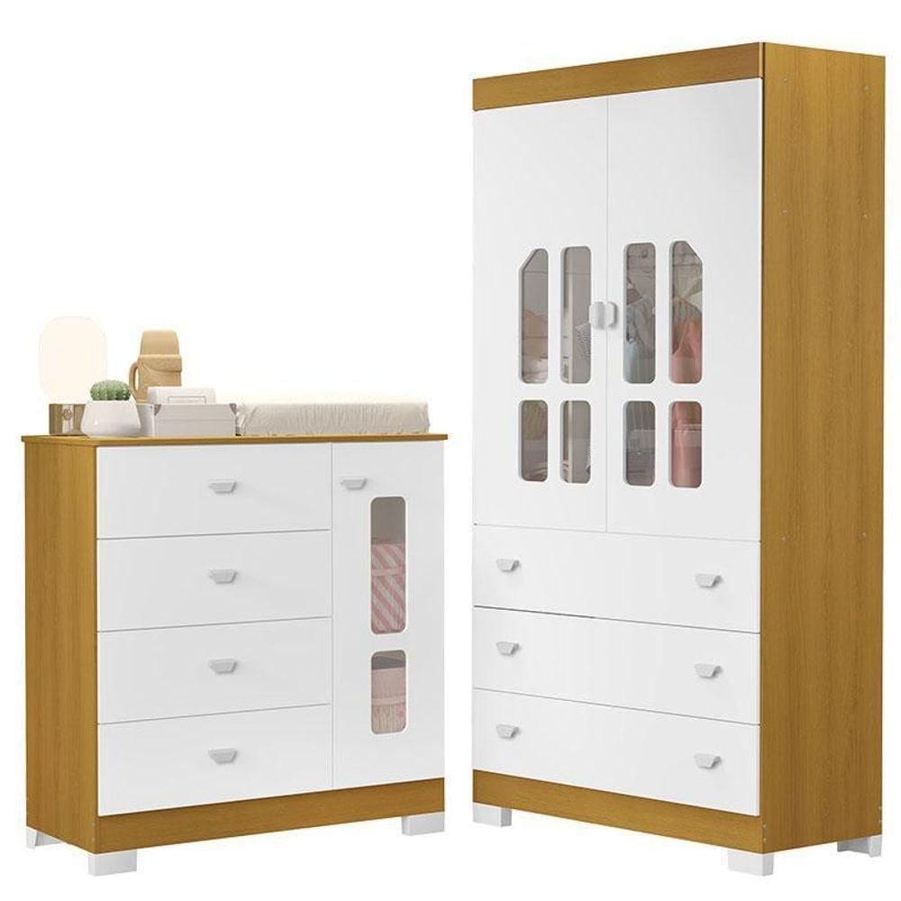 Guarda Roupa E Cômoda Infantil New Katatau Branco Acetinado Savana ? Reller