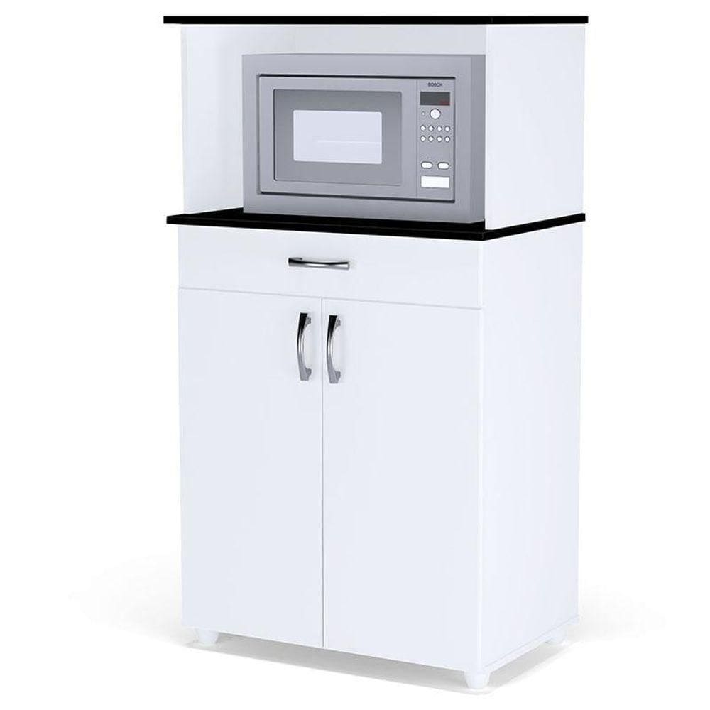 Balcão Multiuso Carina Branco Preto - Ajl