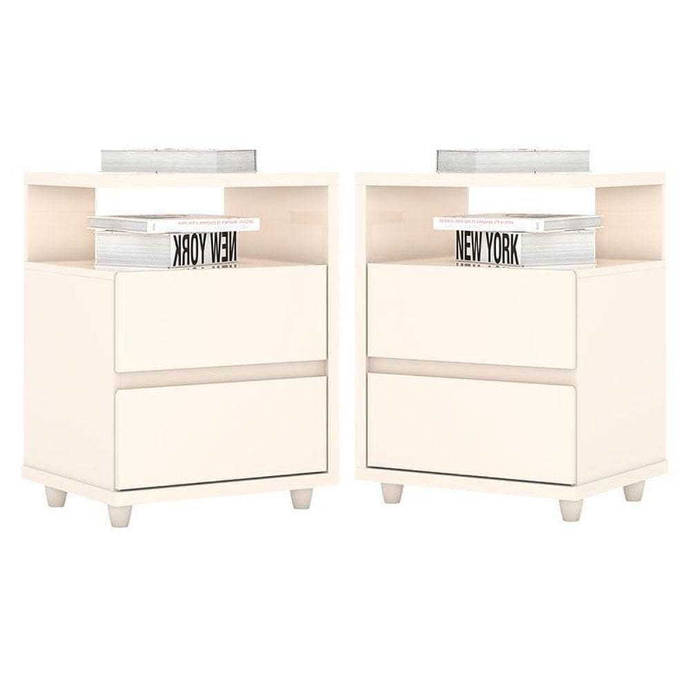 Kit 2 Mesas De Cabeceira Lacy Off White ? Henn