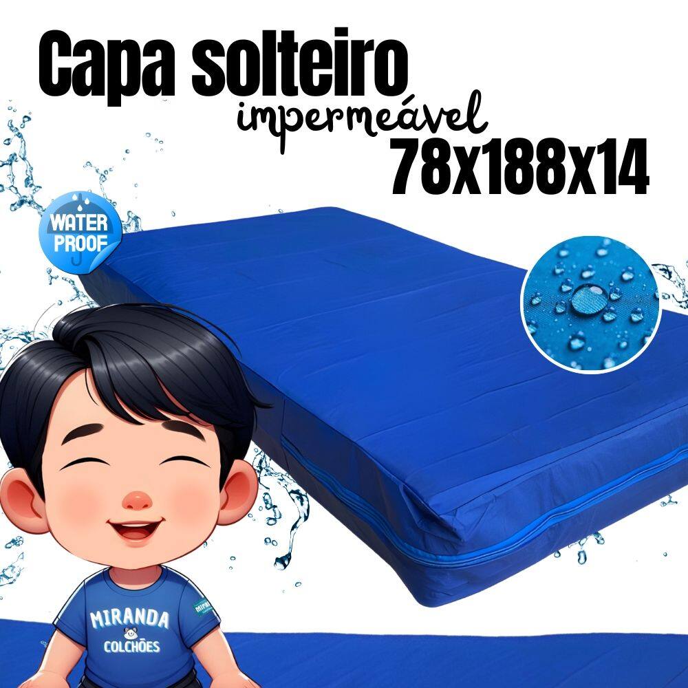 Capa Colchão Solteiro Azul Royal Hospitalar Impermeável Com Zíper