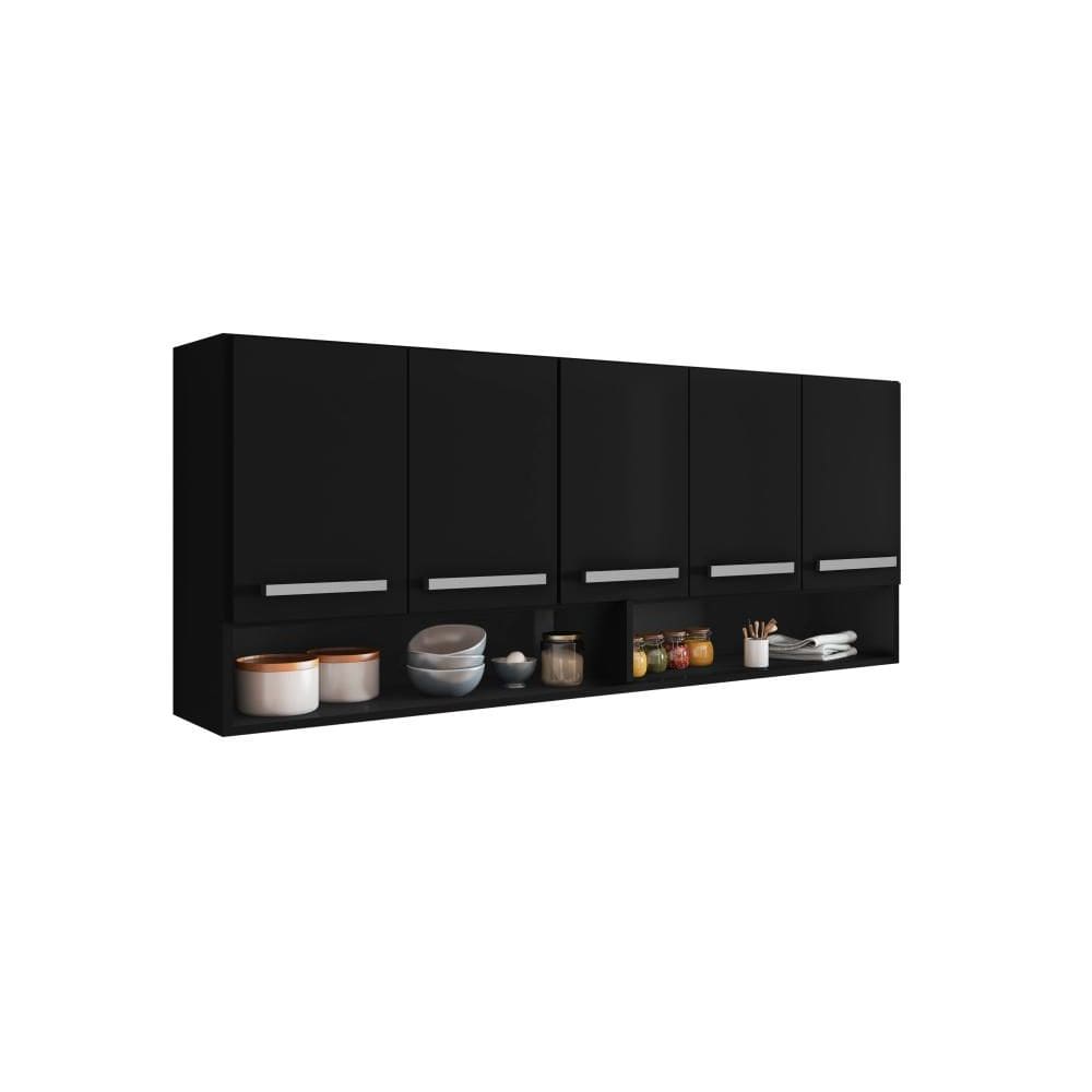 Armario de Parede 5 Portas Preto Filipinas Brienza Movelaria