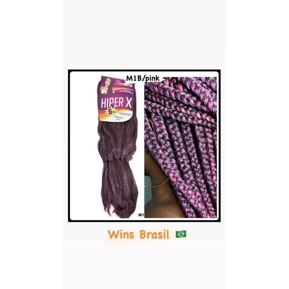 Jumbão Pacotão 400g Trança Braids Alta Qualidade Hiper X Cores:m1b-pink(pretoc-rosa)