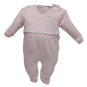Macacão Longo Bebê Menina Bordado Malha Cotton Paraiso 15362