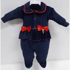 Macacão Plush Luxo Bebê Menina Lacinho Inverno Lessa B9051