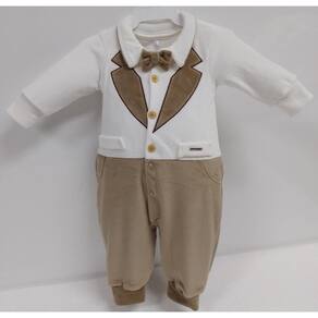 Macacão Longo Plush Luxo Bebê Menino Gravata LessaKids B9074