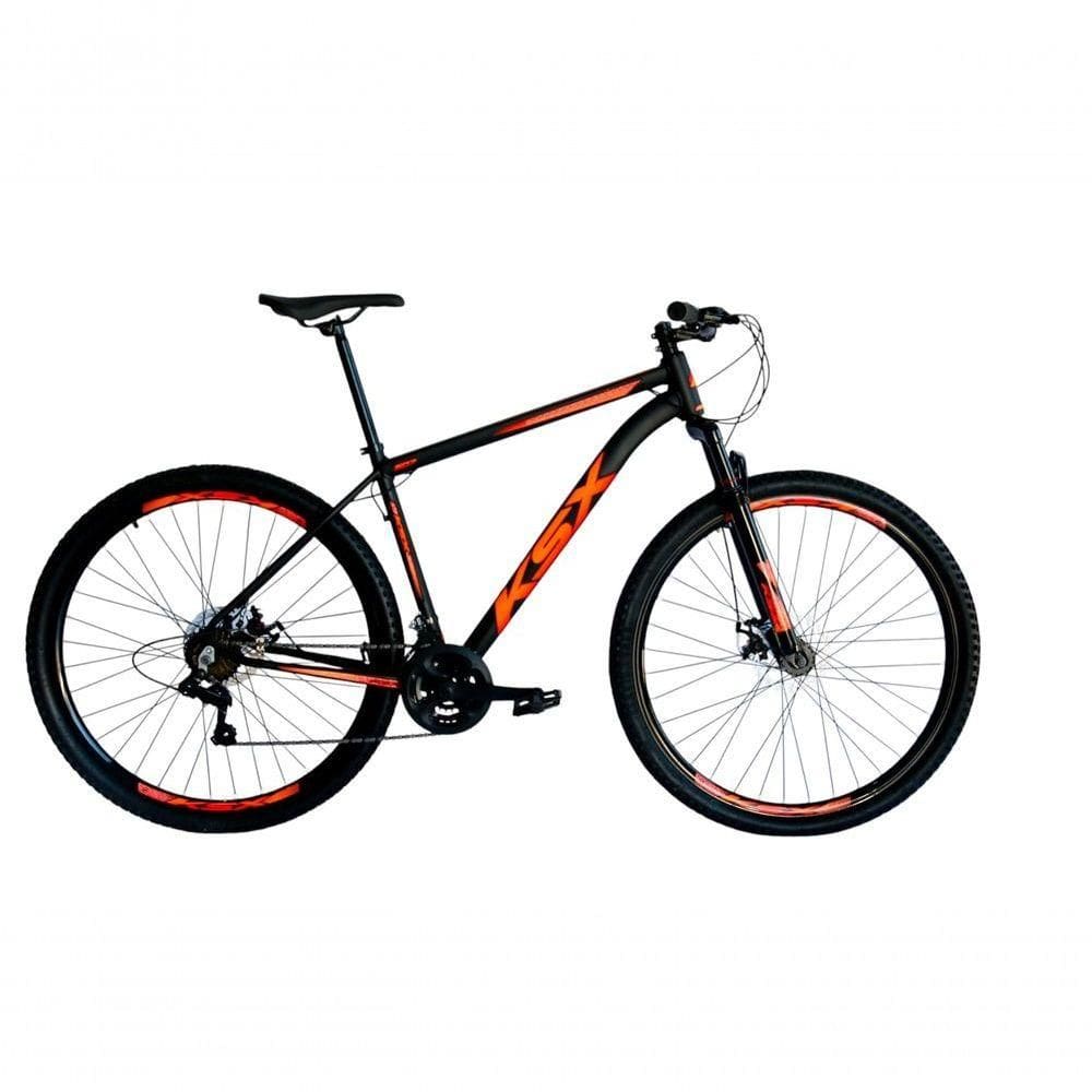 Bicicleta Aro 29 Ksx Sd7 21v Cabos Internos Alumínio Freios A Disco Garfo Suspensão Preto Laranja Tamanho 21