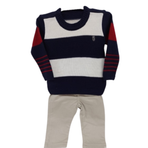Conjunto Bebê Menino Blusa Trico + Calça Sarja Paraiso 14644