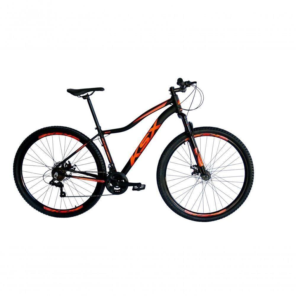 Bicicleta Aro 29 Ksx Sd7 Feminina 21v Cabos Internos Alumínio Freios A Disco Garfo Suspensão Preto Laranja Tamanho 17