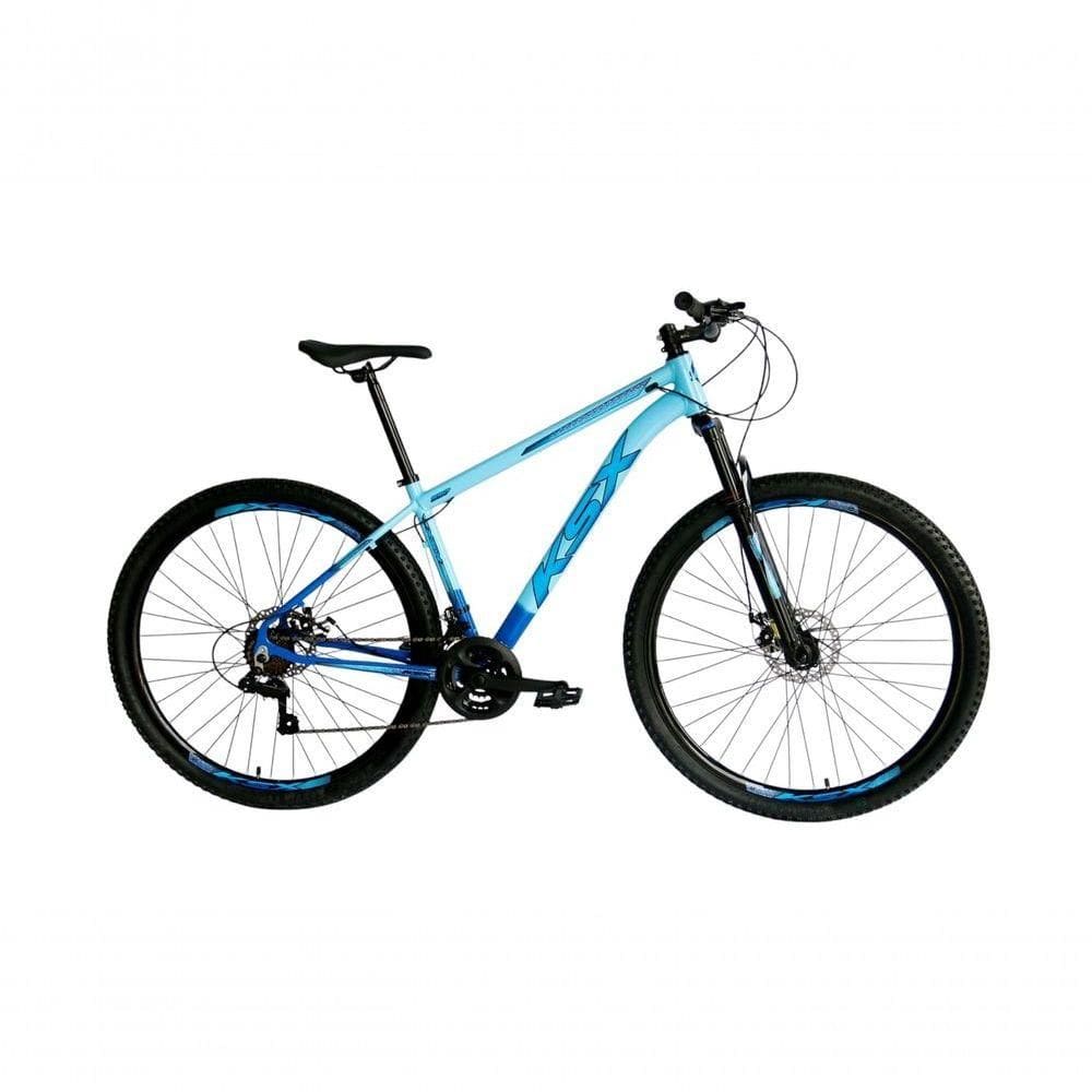 Bicicleta Aro 29 Ksx Sd7 21v Cabos Internos Alumínio Freios A Disco Garfo Suspensão Azul Claro Azul Tamanho 17