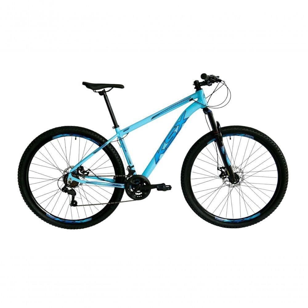 Bicicleta Aro 29 Ksx Sd7 21v Cabos Internos Alumínio Freios A Disco Garfo Suspensão Azul Claro Tamanho 15