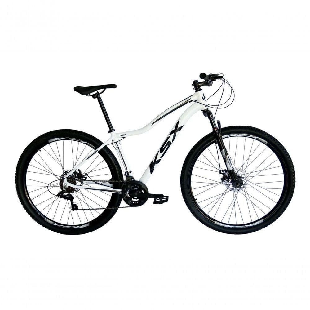 Bicicleta Aro 29 Ksx Sd7 Feminina 21v Cabos Internos Alumínio Freios A Disco Garfo Suspensão Branco Preto Tamanho 15