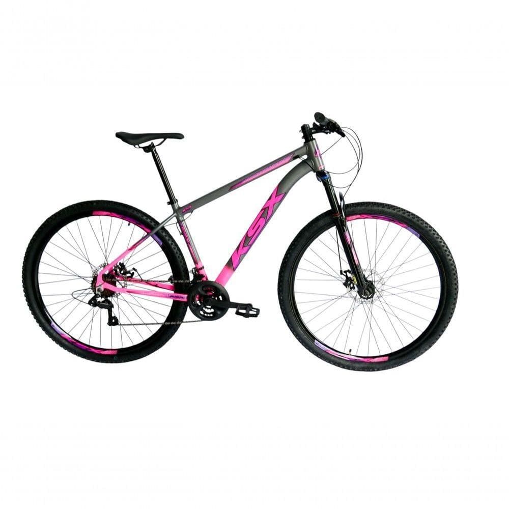 Bicicleta Aro 29 Ksx Sd7 21v Cabos Internos Alumínio Freios A Disco Garfo Suspensão Rosa Grafite Tamanho 17