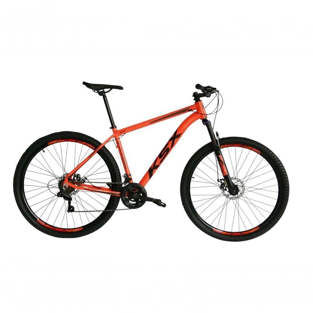 Bicicleta Aro 29 Ksx Sd7 21v Cabos Internos Alumínio Freios A Disco Garfo Suspensão Laranja Preto Tamanho 21