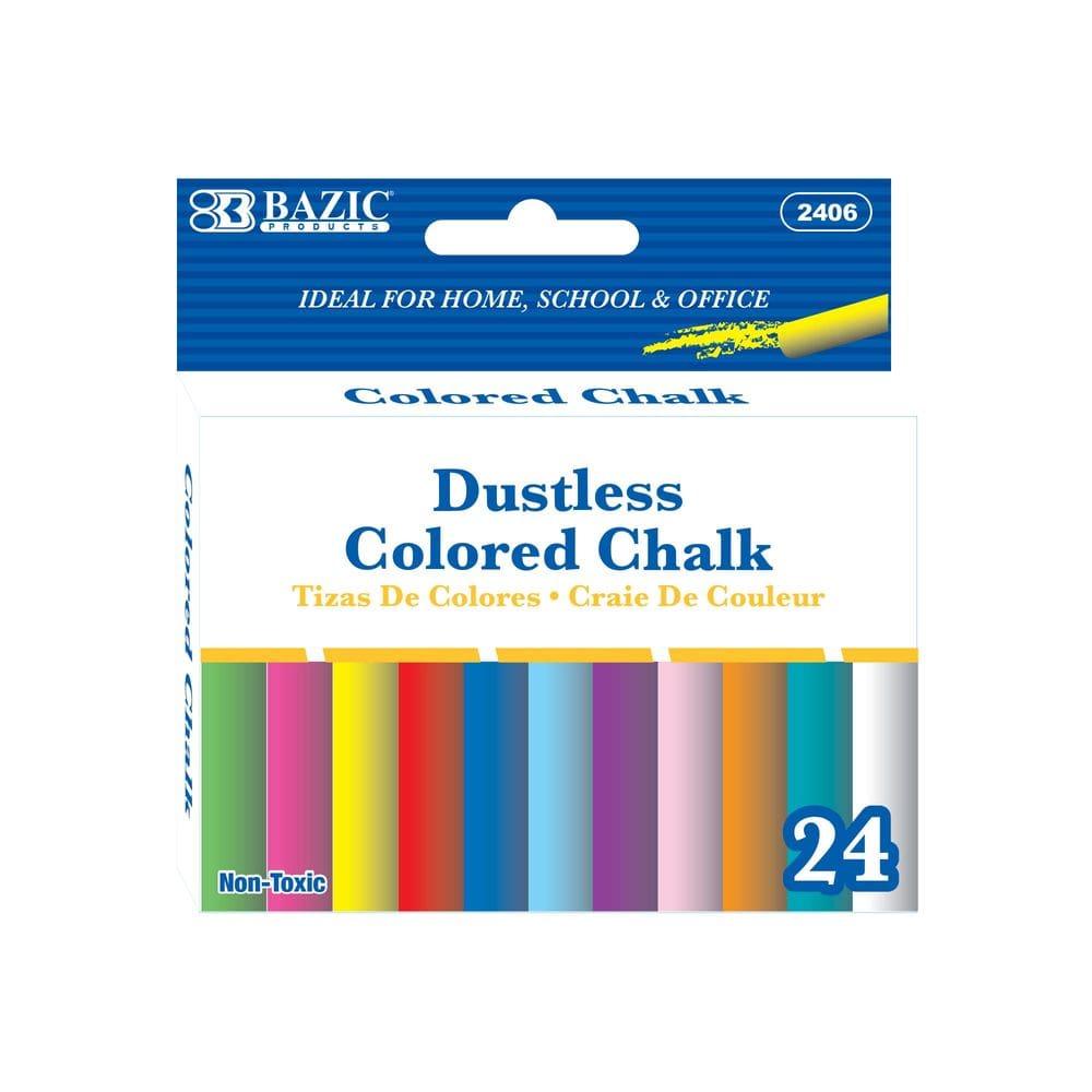Chalk BAZIC Dustless diverso 24 por caixa (2406-24P)