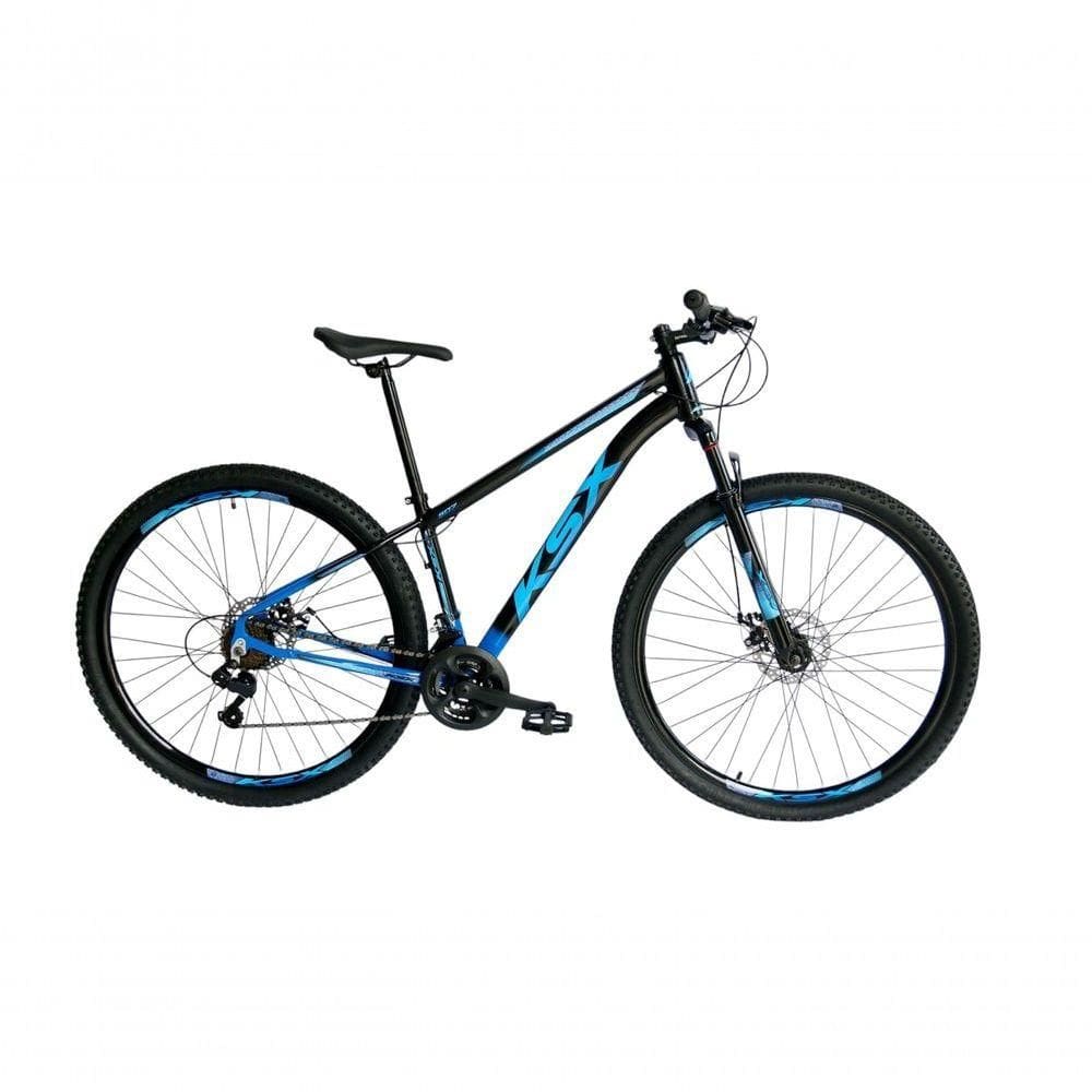 Bicicleta Aro 29 Ksx Sd7 21v Cabos Internos Alumínio Freios A Disco Garfo Suspensão Azul Preto Tamanho 15