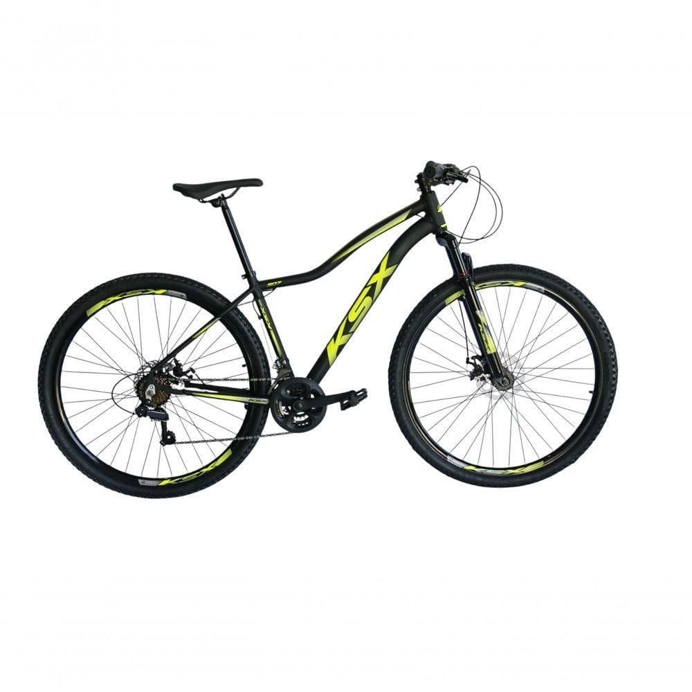 Bicicleta Aro 29 Ksx Sd7 Feminina 21v Cabos Internos Alumínio Freios A Disco Garfo Suspensão Preto Amarelo Tamanho 17