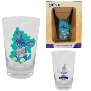 Copo Stitch Coelho Coelhinho 300ml Vidro – Presente Criativo - Oficial Disney