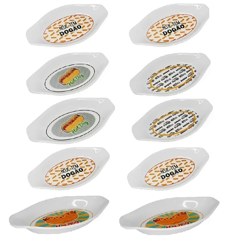 Conjunto 10 Pratos Para Hot Dog Cachorro Quente Formato de Canoa