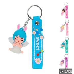 Chaveiro de Silicone 13cm Anjinho diversos - Tudo em Caixa