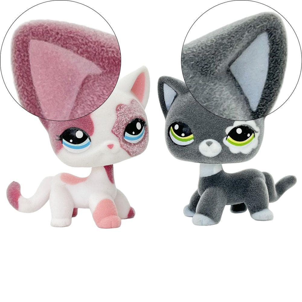 Figura de animal flocada Toy Pet Shop, gato de cabelo curto, 5 cm, 2 peças