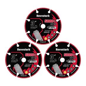 Roda de corte de diamante de 76 mm com mandril de 9,5 mm para metal, pacote com 3