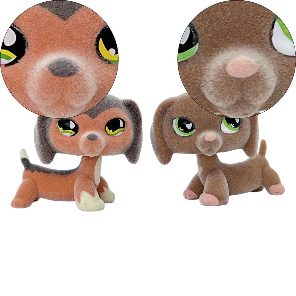 Figure Toy Flocked Dachshund Dog 5 cm, 2 peças para crianças