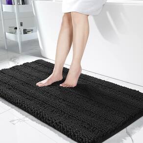 Tapete de banheiro Yimobra Ultra Plush Chenille 120x60cm preto