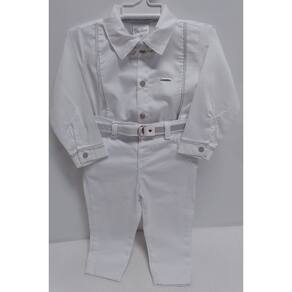 Conjunto Luxo Bebê Menino Body Calça Batizado Paraiso 14663