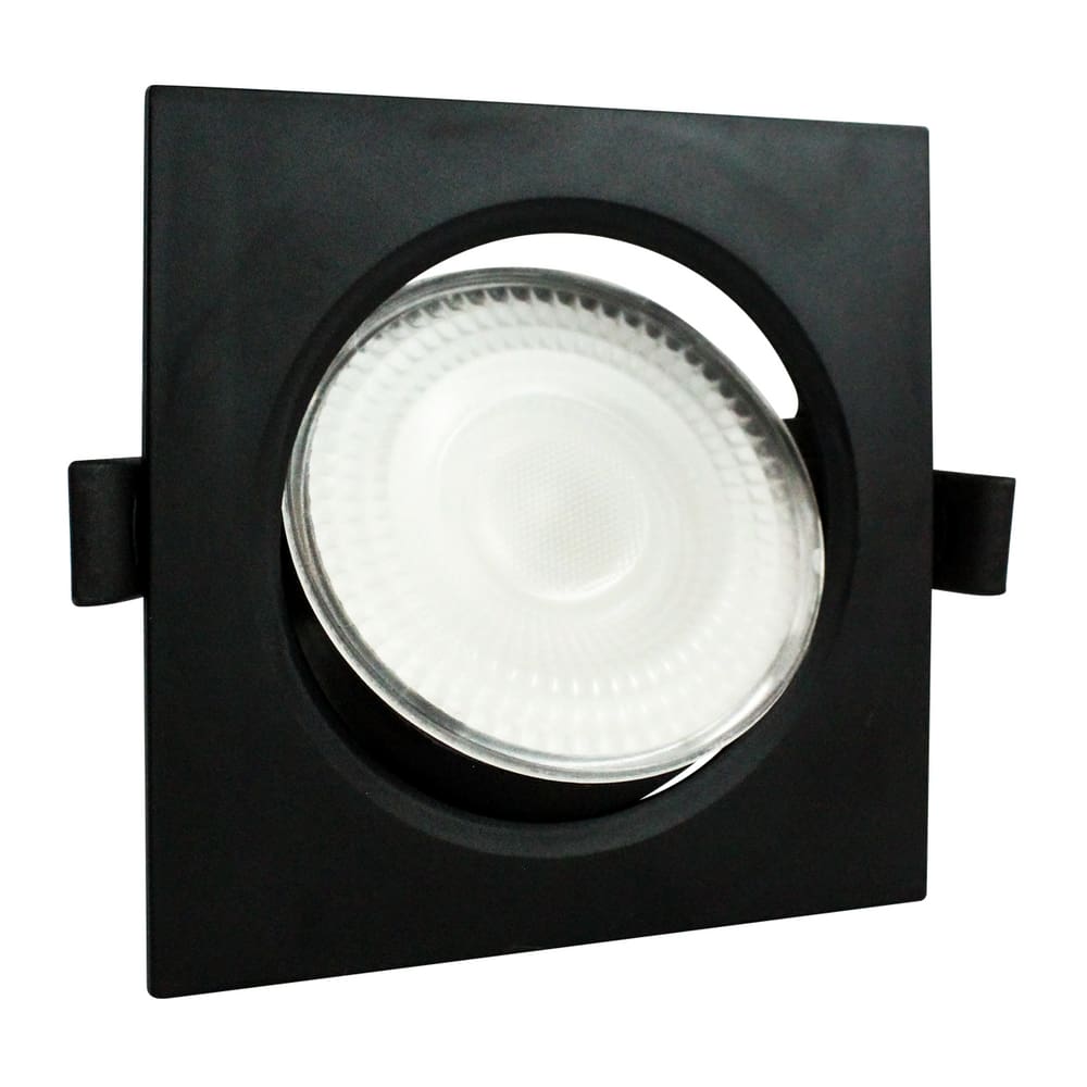 Spot LED Embutir 7W 3000K Quadrado Preto Bivolt Foxlux